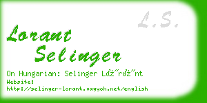 lorant selinger business card